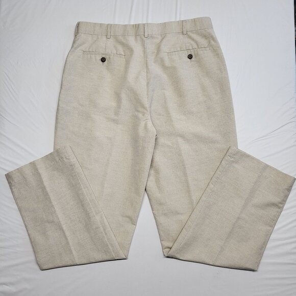 Axis Mens Pants Linen Blend 36 X 34 Straight Leg Pockets Cream Washable - Picture 7 of 14